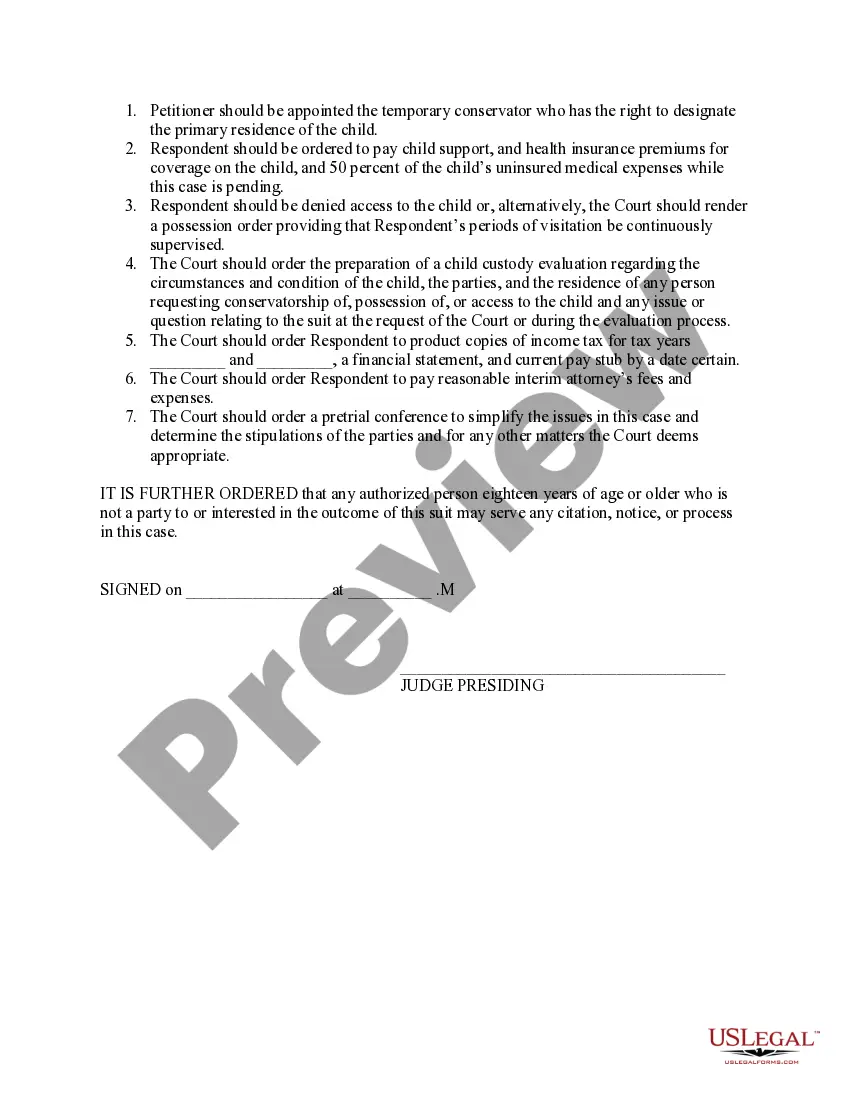 Preview Notice of Hearing for Temporary Orders