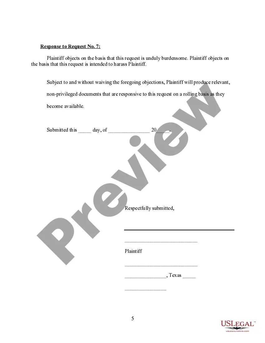 Preview Plaintiff's Response to Request of Disclosure