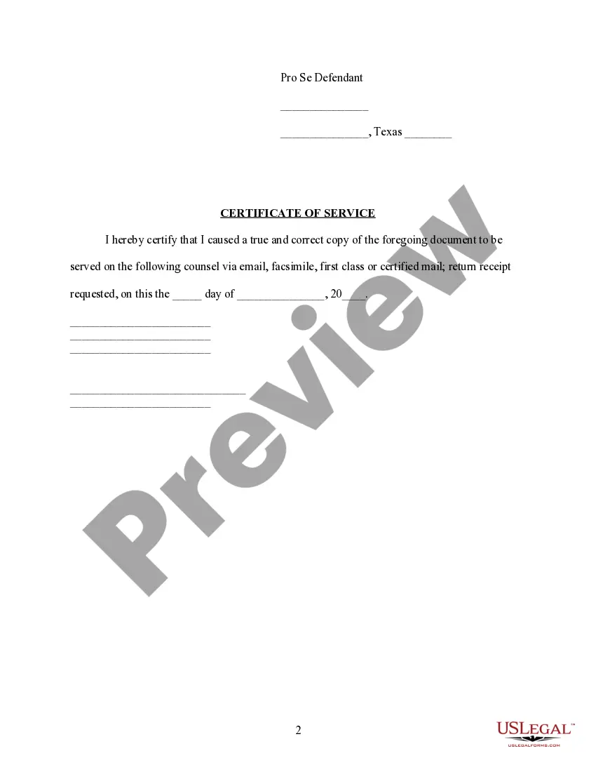 Preview Defendant's Original Answer