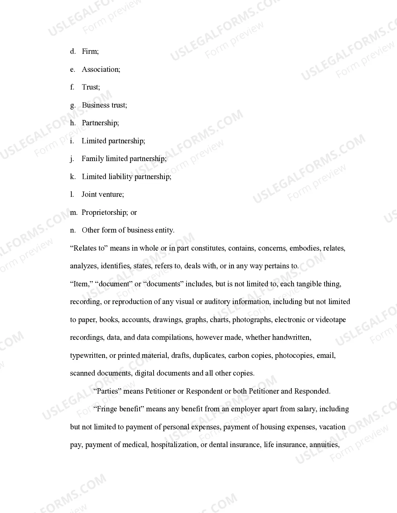 Preview Request for Production