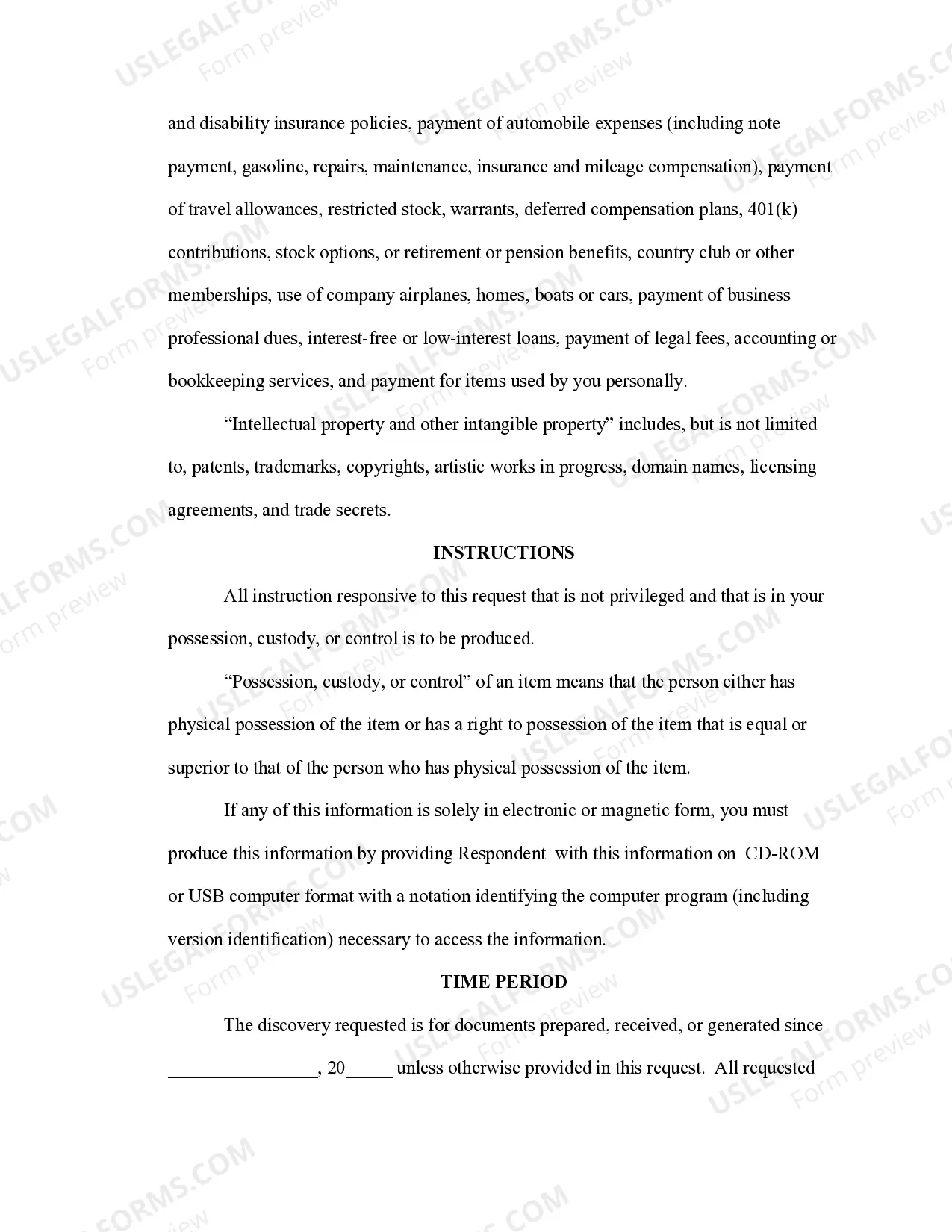 Preview Request for Production