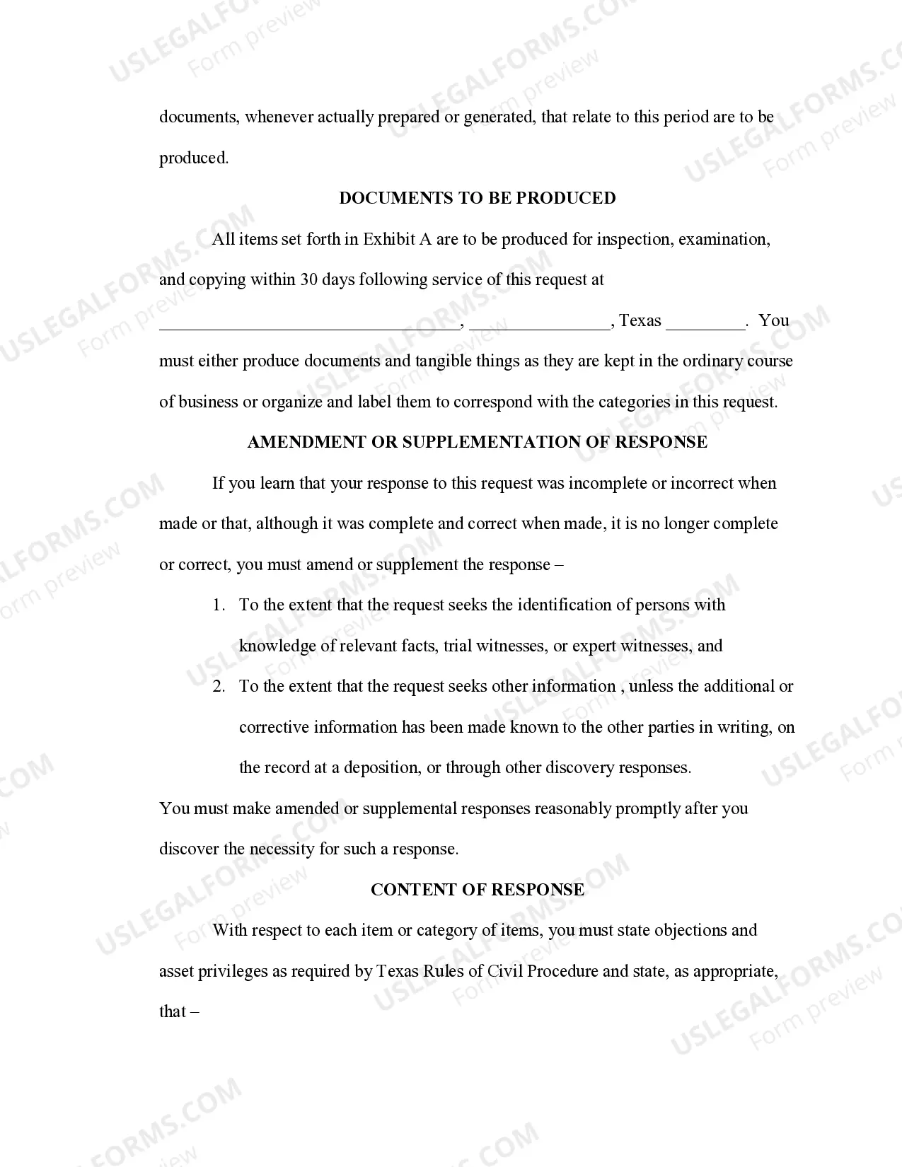 Preview Request for Production