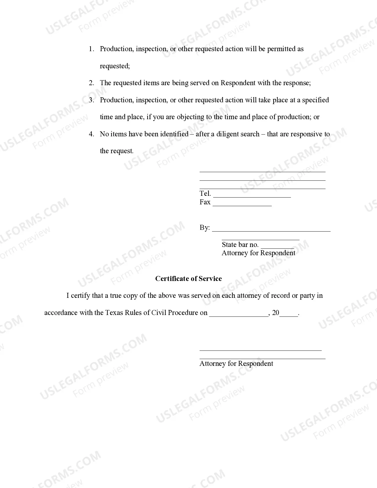 Preview Request for Production