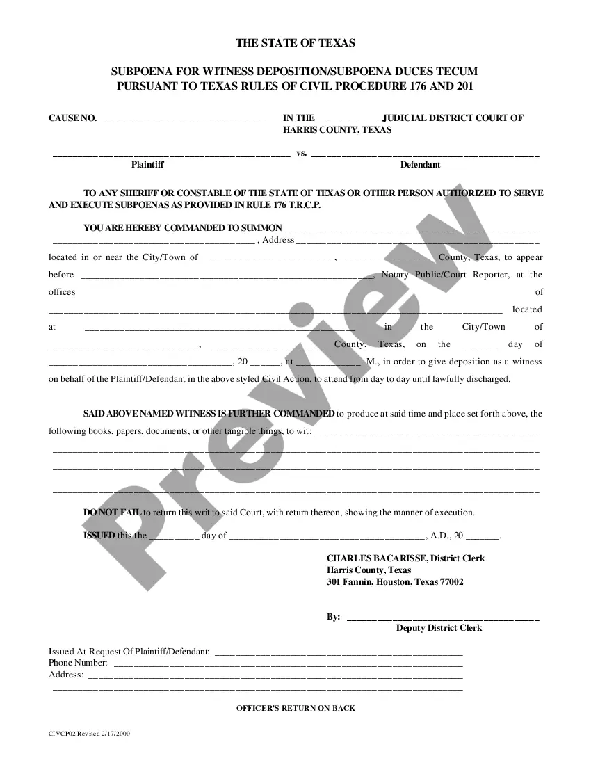 State Of Texas Deposition Subpoena Form US Legal Forms