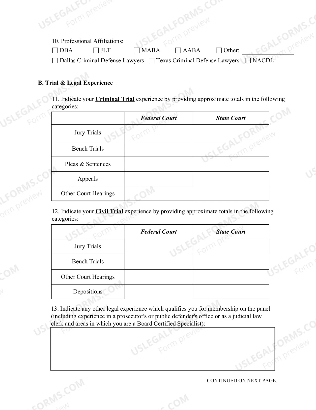 Preview Criminal Justice Act Voluntary Panel Questionnaire And Application