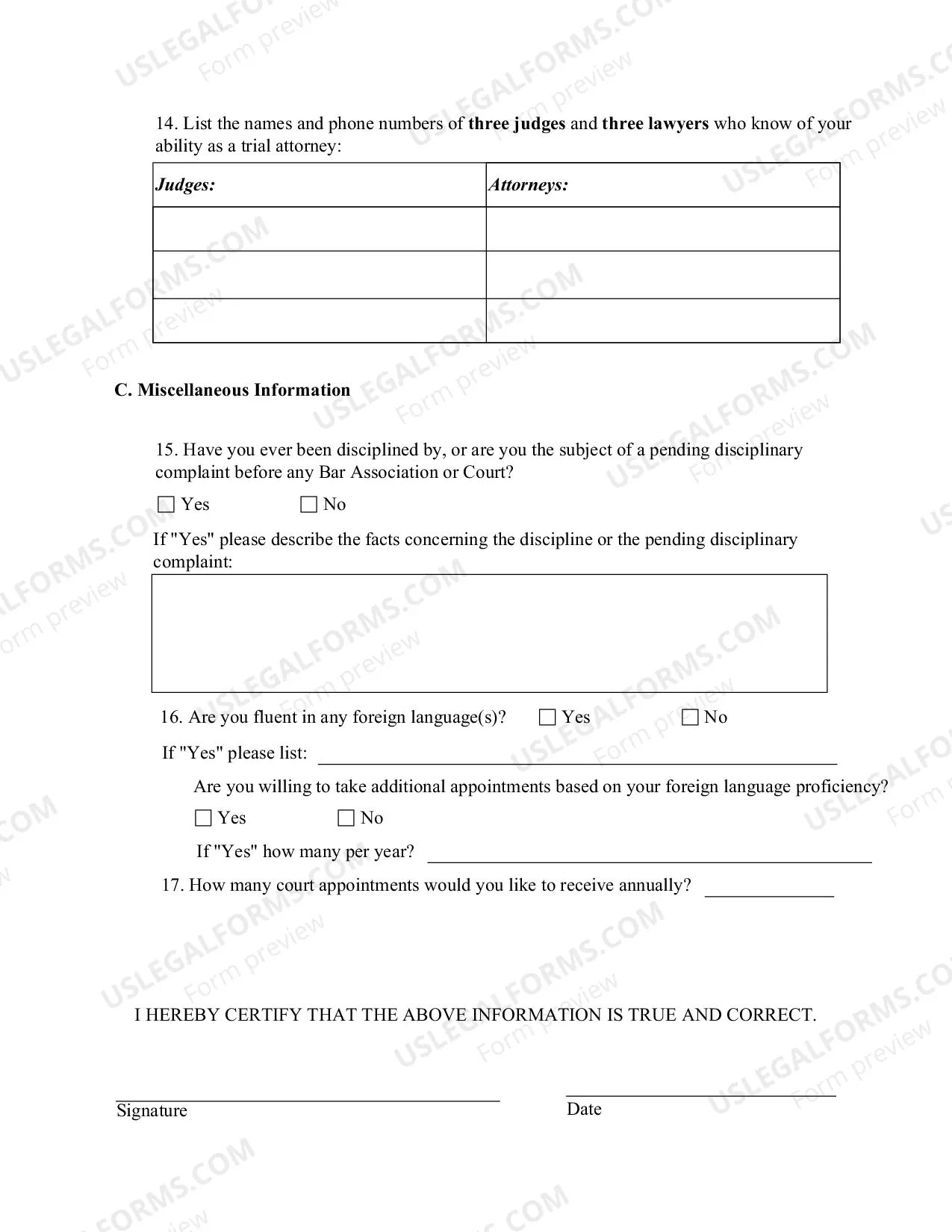Preview Criminal Justice Act Voluntary Panel Questionnaire And Application
