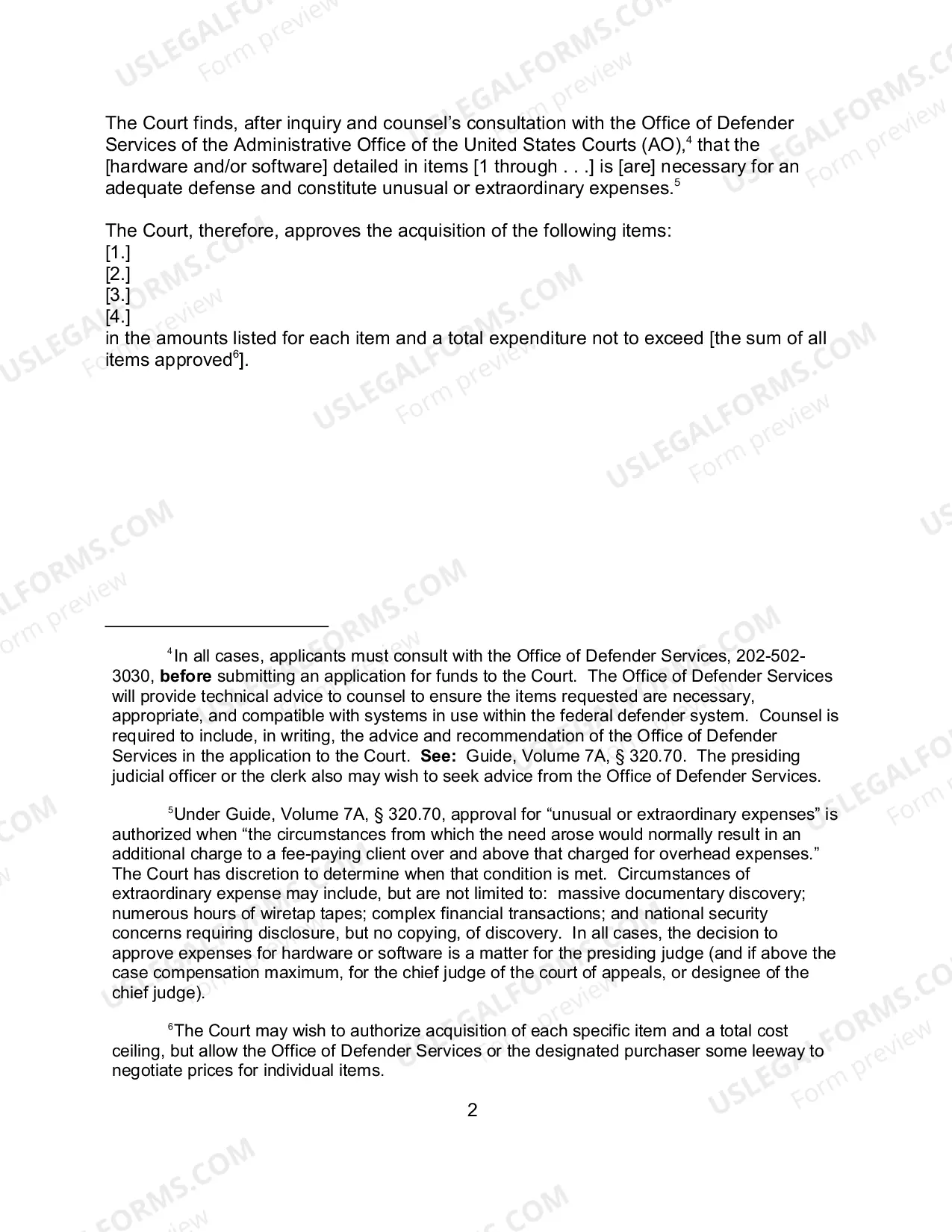 Preview Sample Proposed Order Authorizing Acquisition of Computer Hardware or Software under the CJA