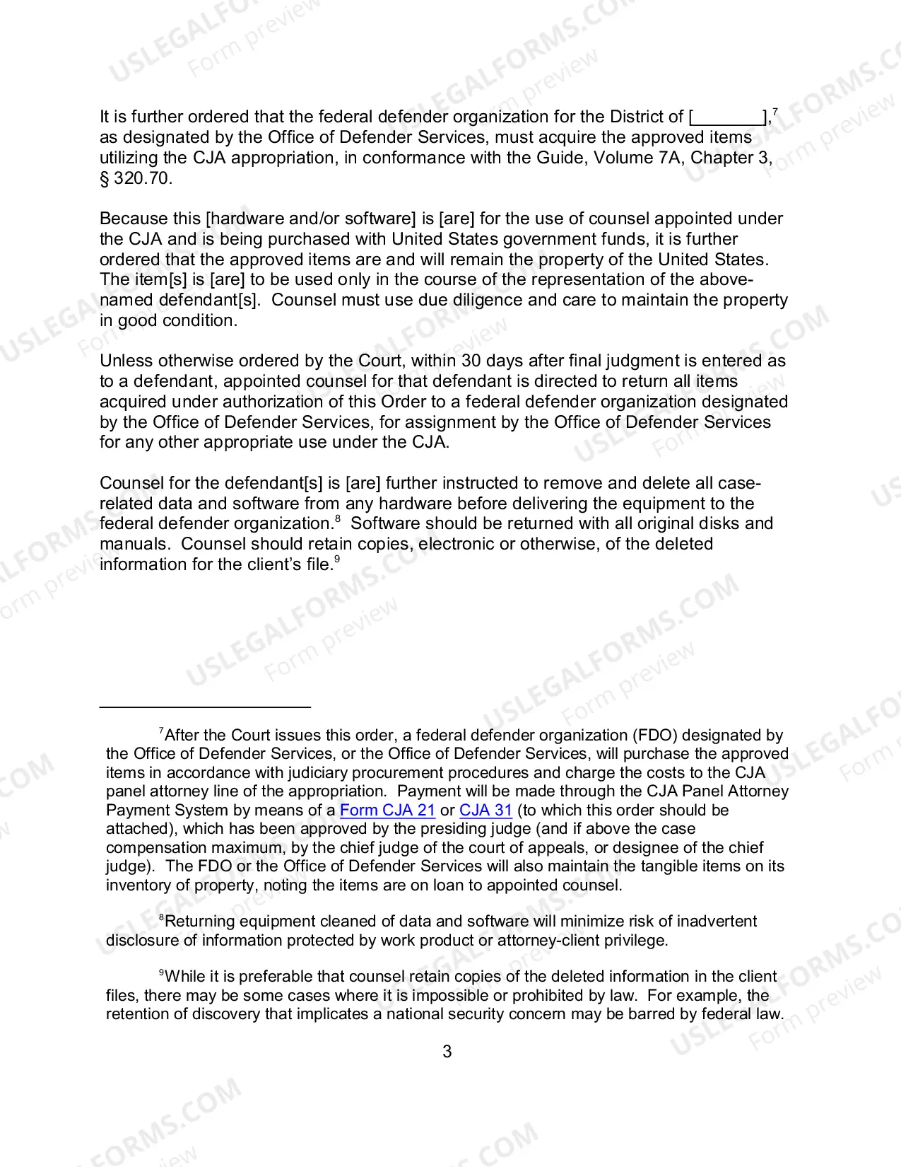Preview Sample Proposed Order Authorizing Acquisition of Computer Hardware or Software under the CJA