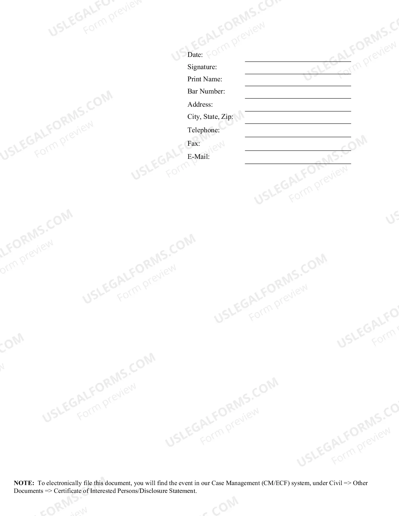 Preview Certificate of Interested Persons