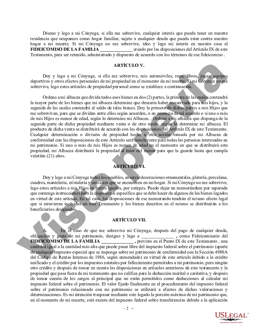 Preview Testamento complejo con refugio de crédito Fideicomiso matrimonial para grandes patrimonios
