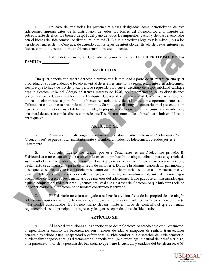 Preview Testamento complejo con refugio de crédito Fideicomiso matrimonial para grandes patrimonios