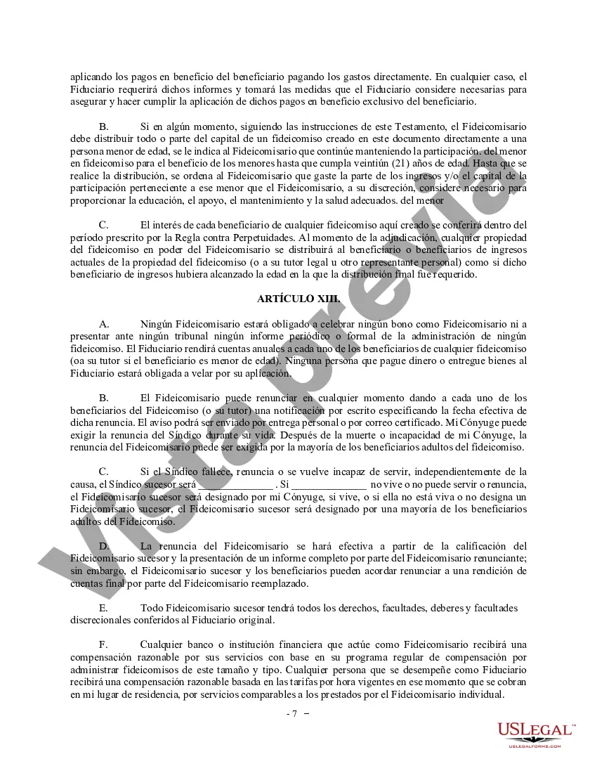 Preview Testamento complejo con refugio de crédito Fideicomiso matrimonial para grandes patrimonios