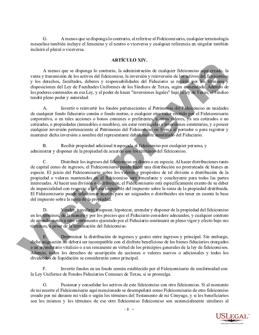 Preview Testamento complejo con refugio de crédito Fideicomiso matrimonial para grandes patrimonios