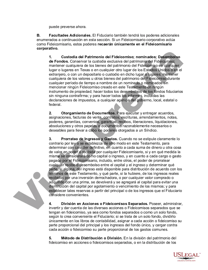 Preview Testamento de una persona casada para el estado de Texas con hijos con un fideicomiso de refugio de crédito para el cónyuge y un fideicomiso para los hijos - Fideicomiso marital