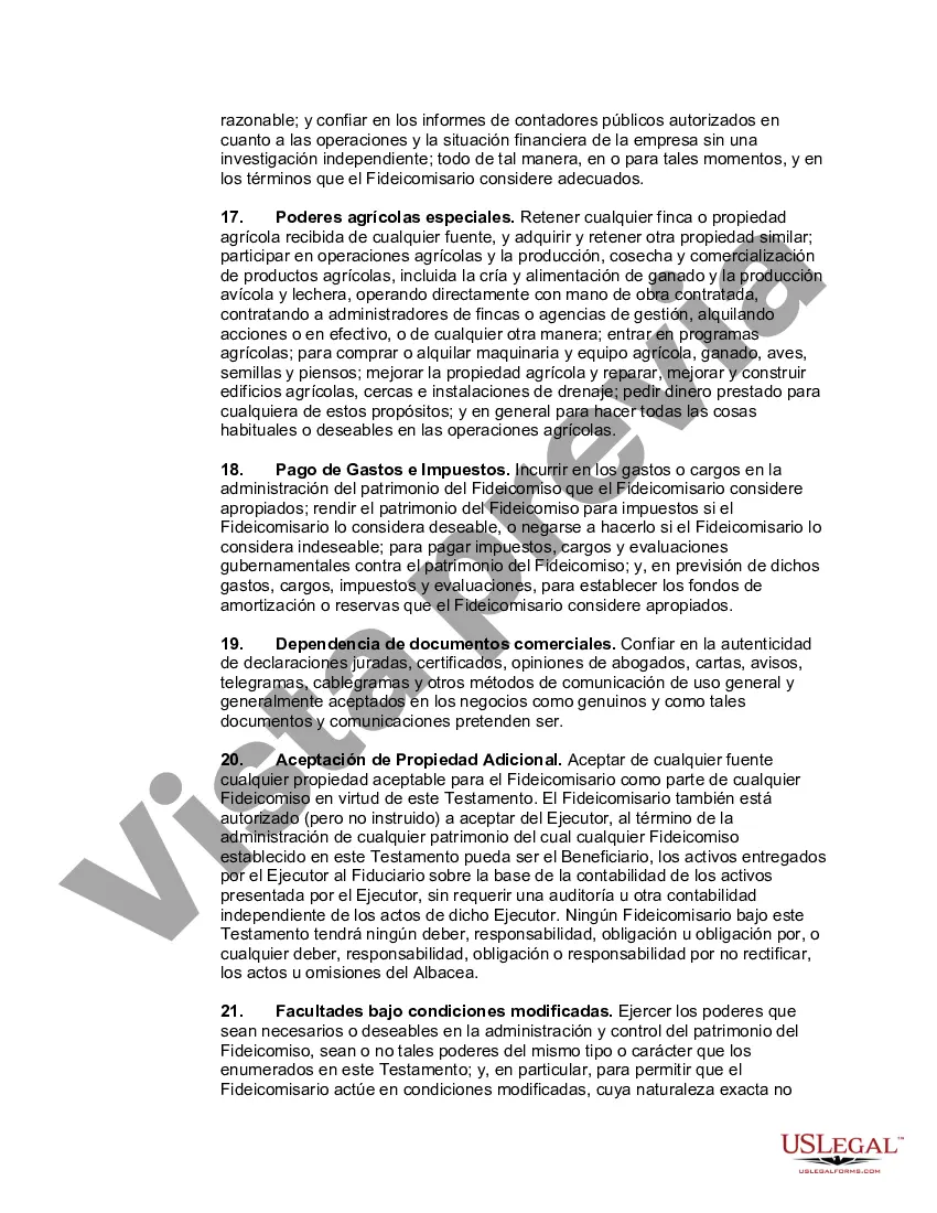 Preview Testamento de una persona casada para el estado de Texas con hijos con un fideicomiso de refugio de crédito para el cónyuge y un fideicomiso para los hijos - Fideicomiso marital