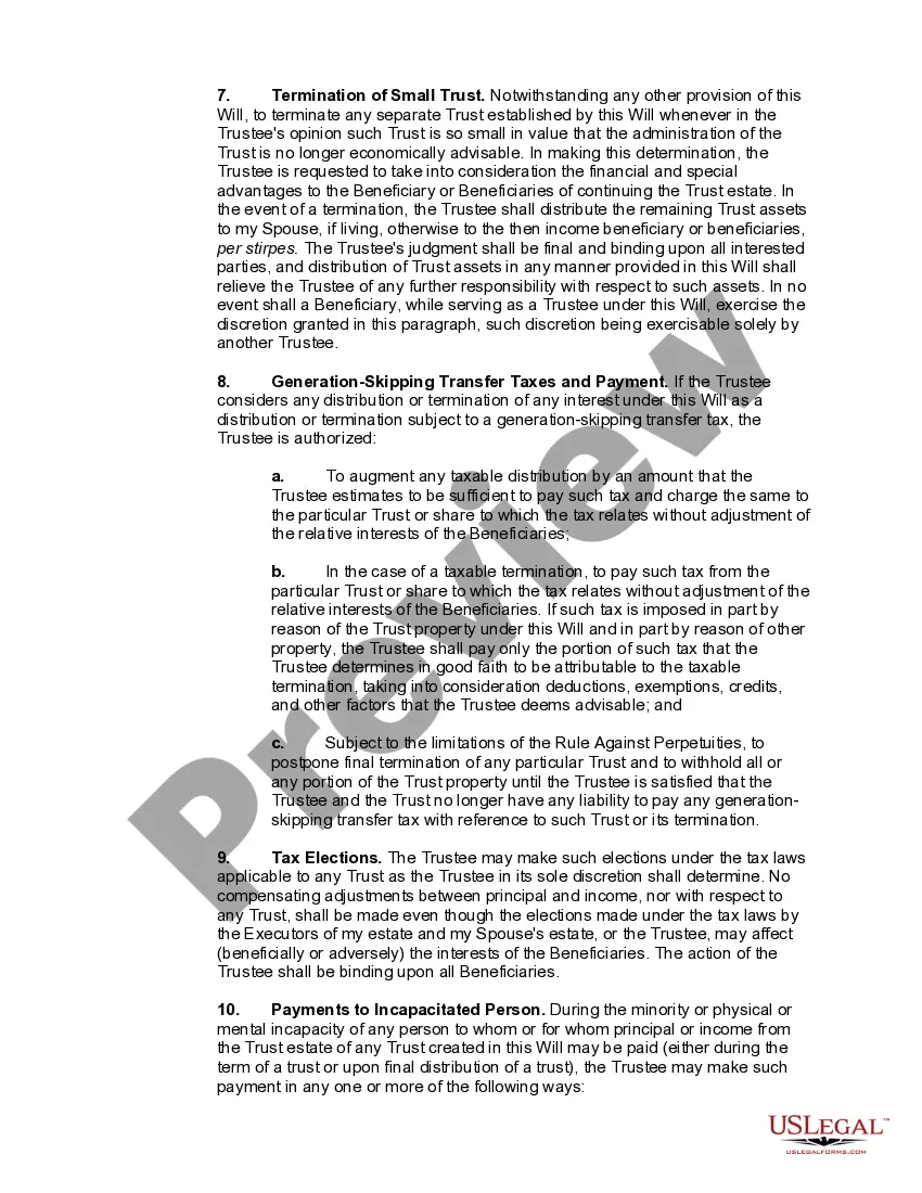 Preview Married Person's Will for the State of Texas with Children With a Credit Shelter Trust for Spouse and a Trust for Children - Marital Trust