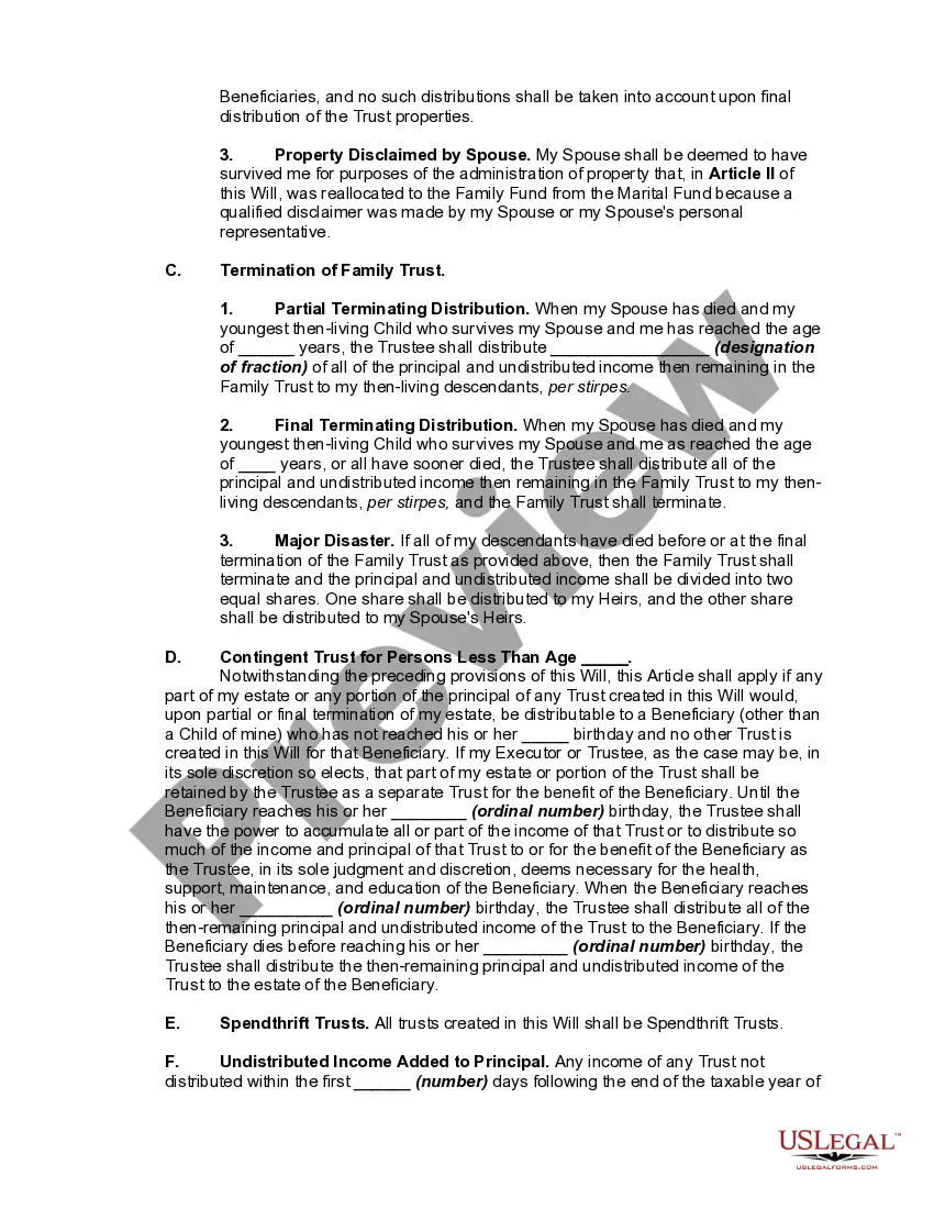 Preview Married Person's Will for the State of Texas with Children With a Credit Shelter Trust for Spouse and a Trust for Children - Marital Trust