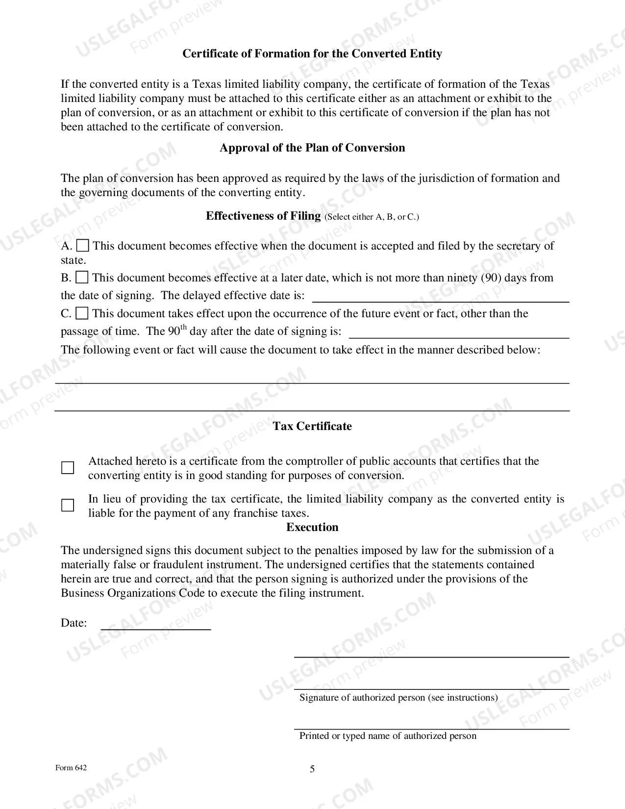 Preview Certificate of Conversion Of A LP Converting To A LLC