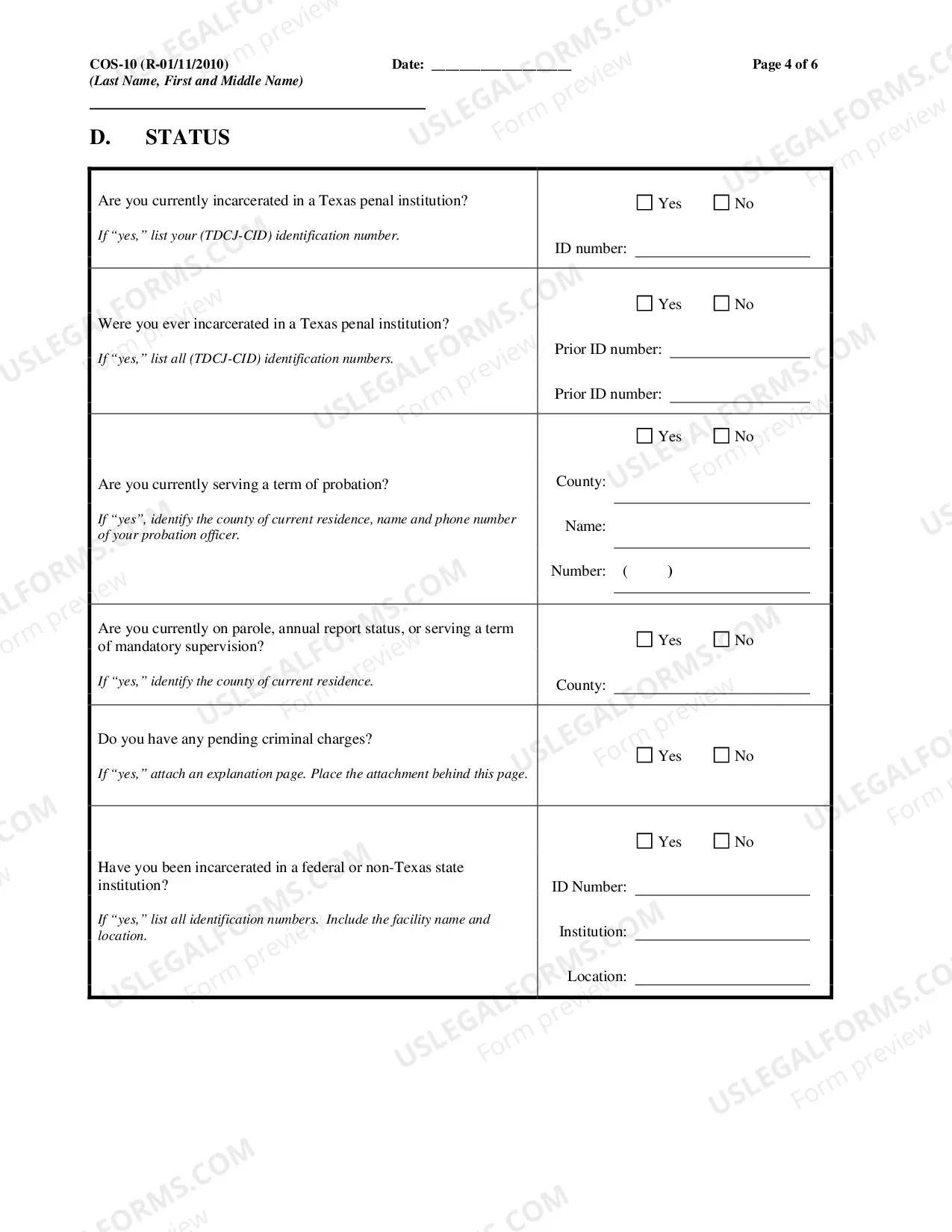 Preview Application for Commutation of Sentence and Instructions and Checklist