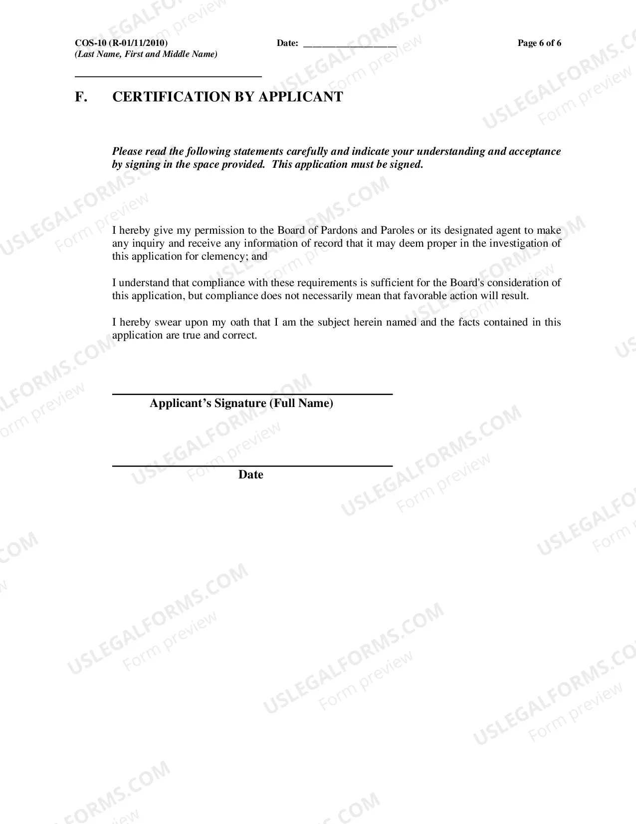 Preview Application for Commutation of Sentence and Instructions and Checklist