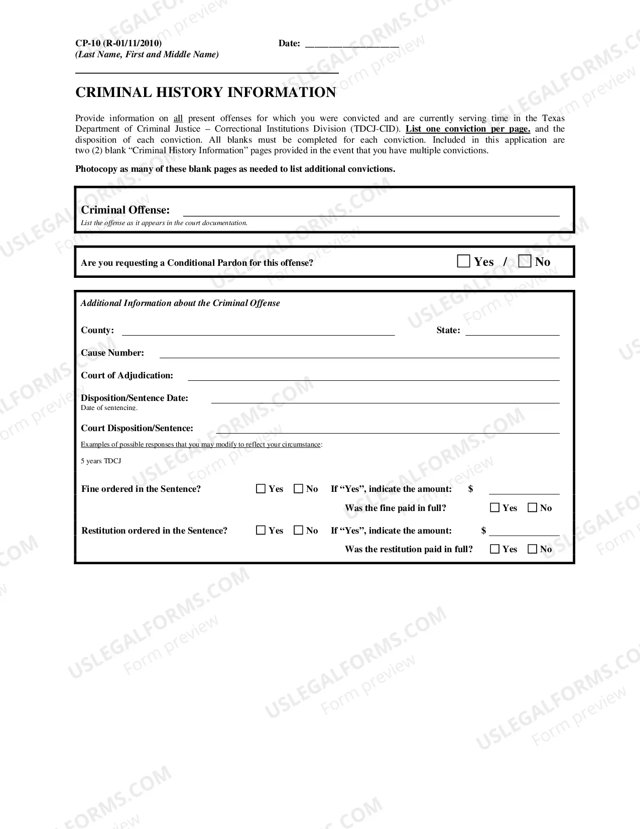 Preview Application for Conditional Pardon