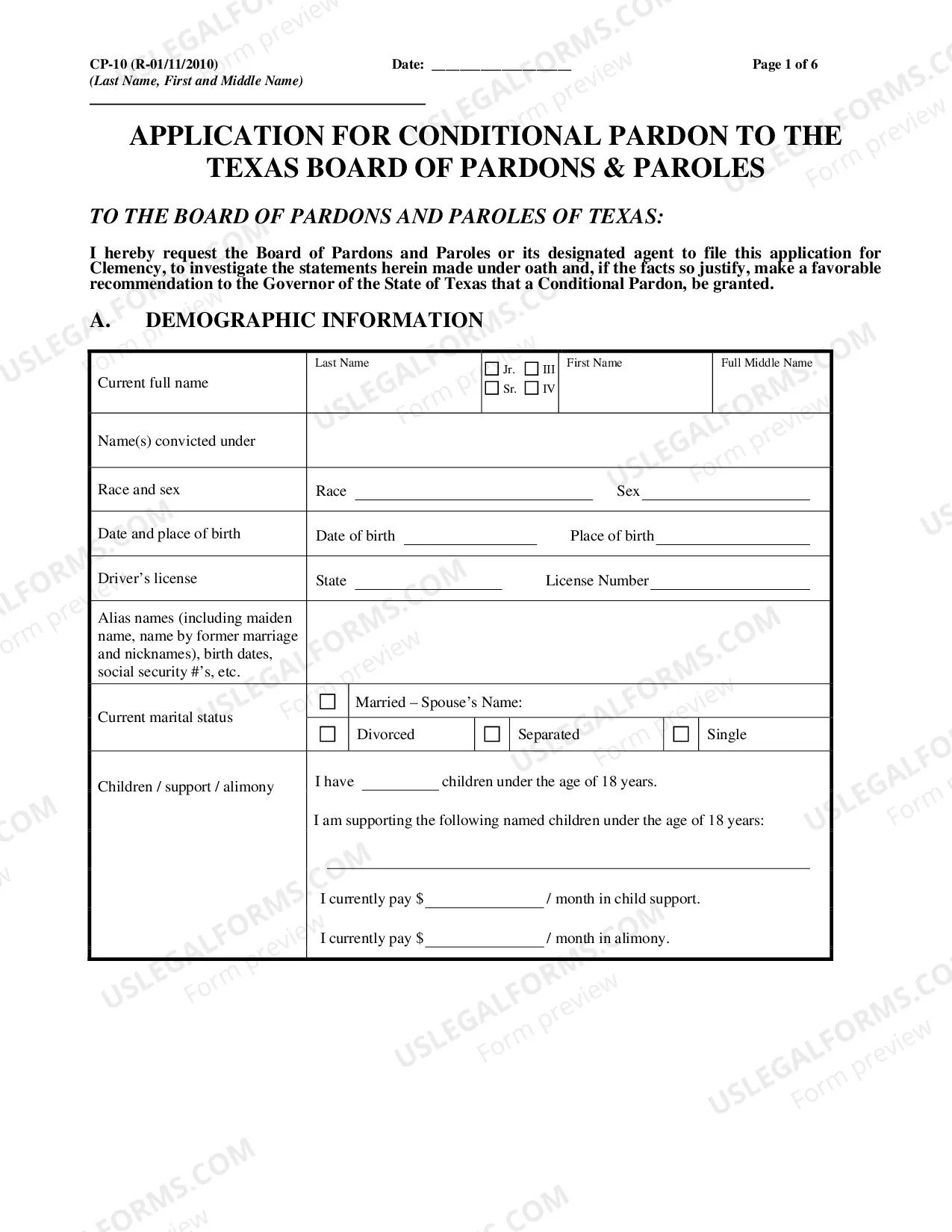 Preview Application for Conditional Pardon