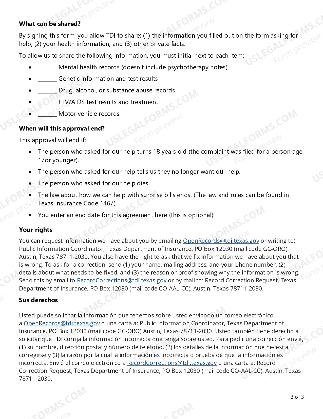 Preview Health Insurance Mediation Request Form