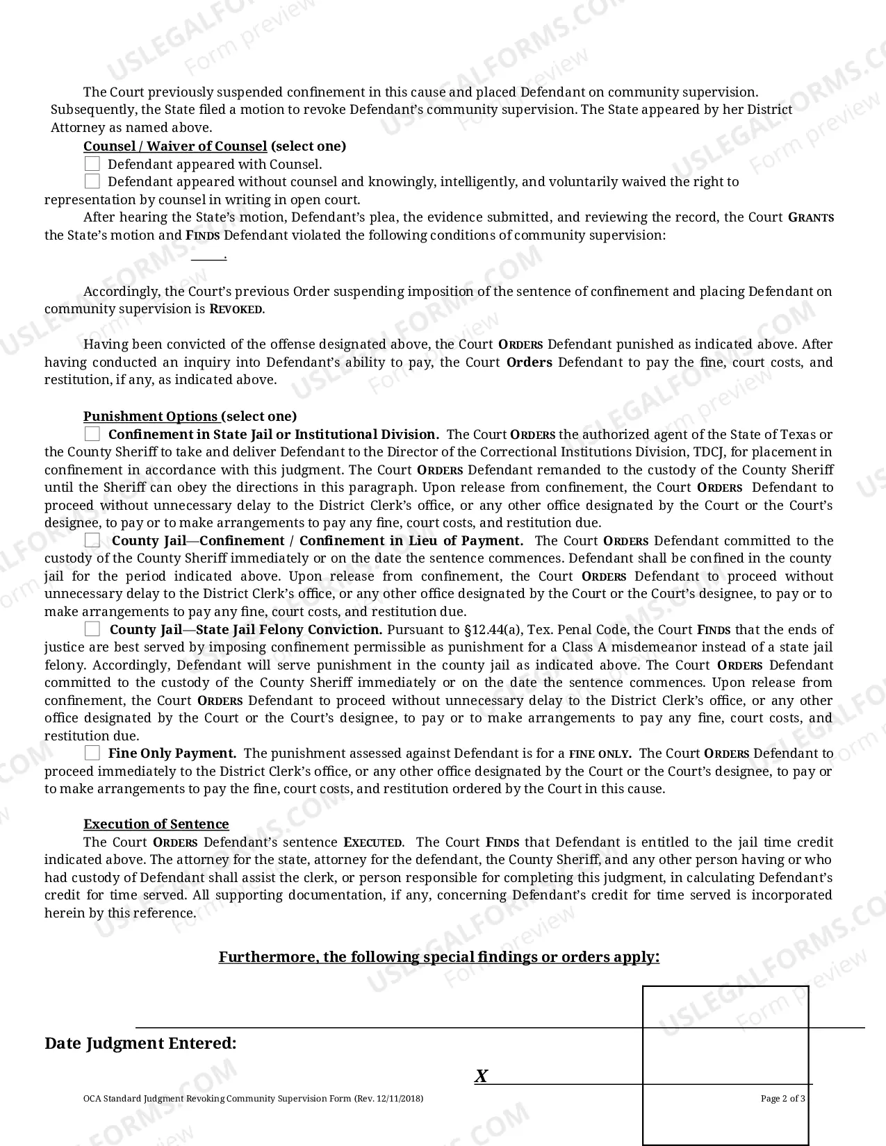 Preview Judgment Revoking Community Supervision