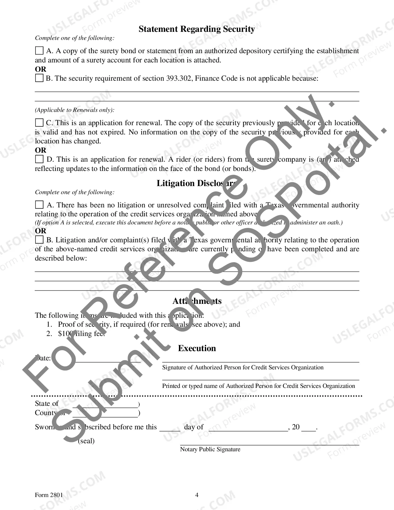 Preview Registration Statement For A Credit Services Organization
