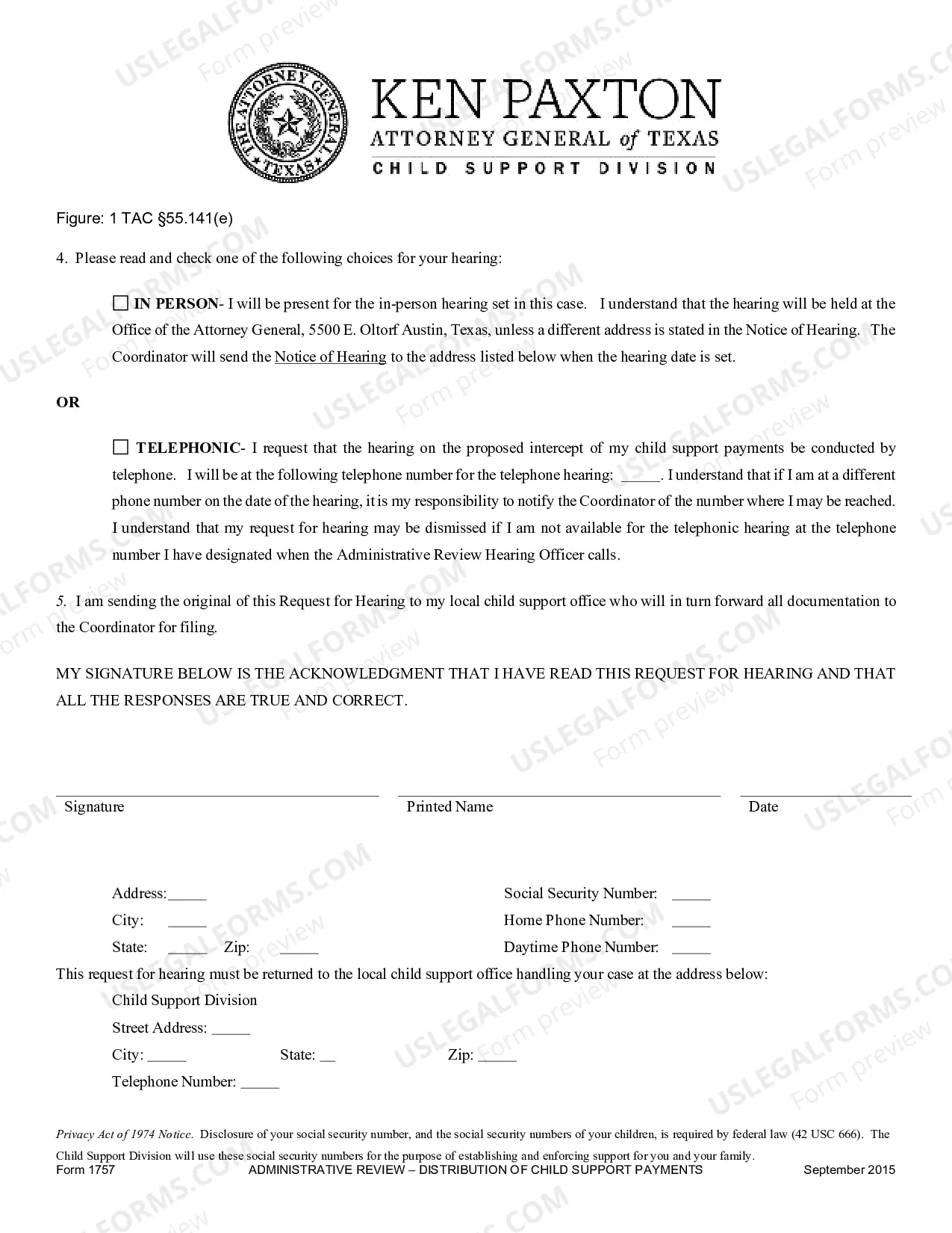 Preview Administrative Review - Distribution of Child Support Payments