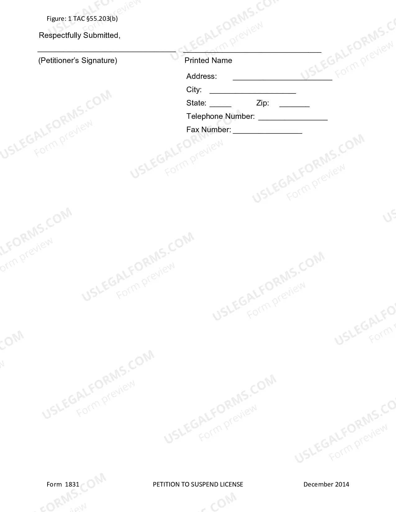 Preview Administrative Petition to Suspend License