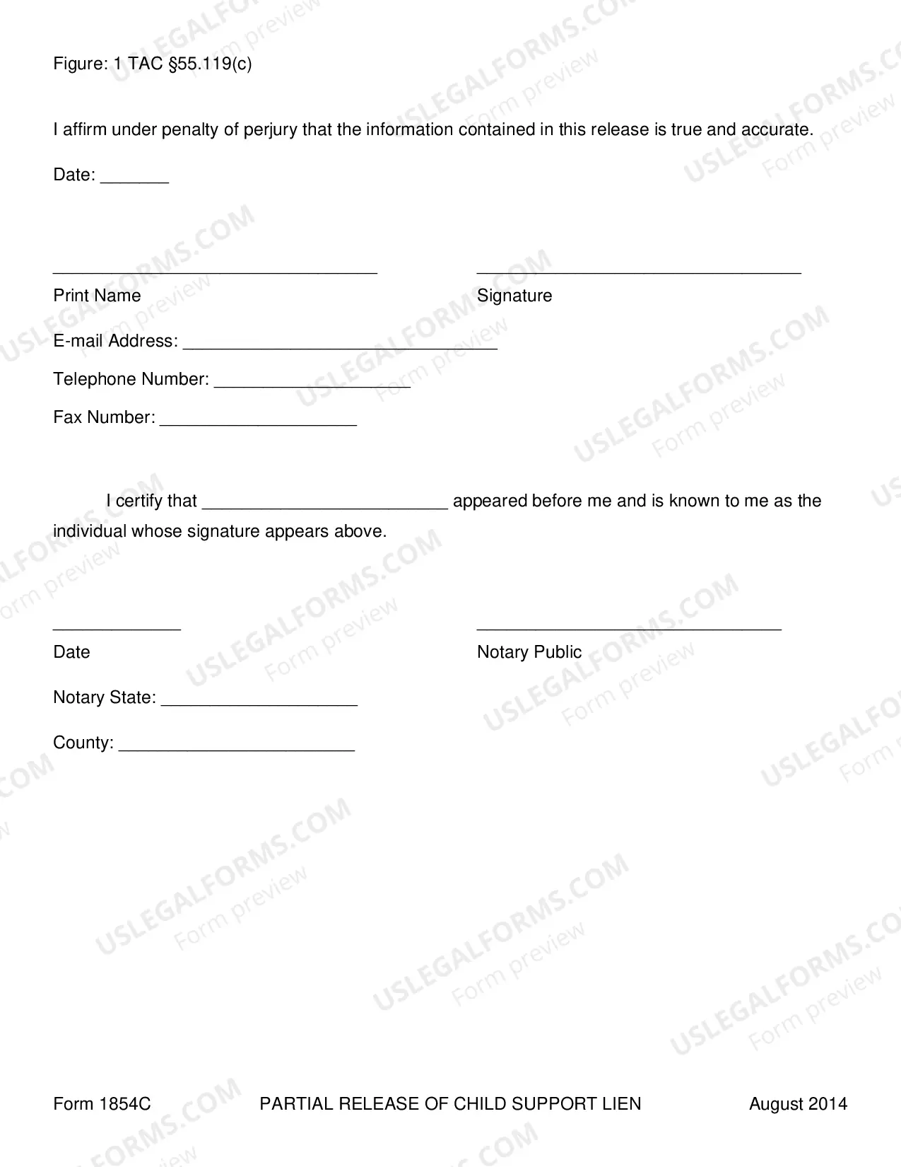 Preview Partial Release of Child Support Lien