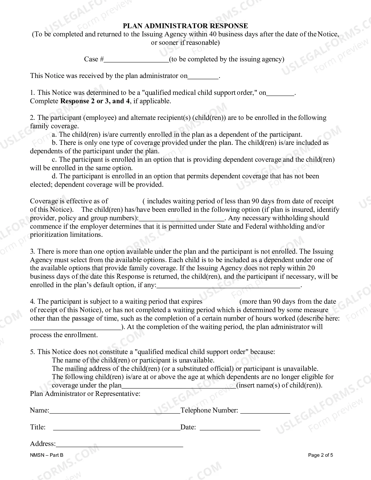 Preview National Medical Support Notice Note