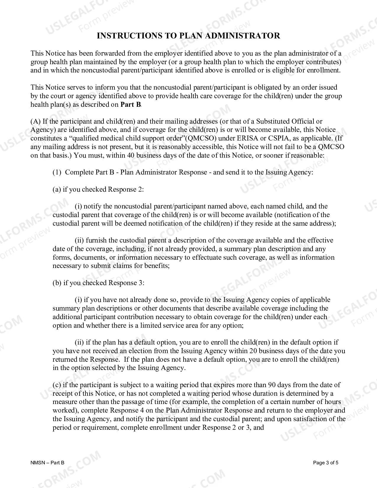 Preview National Medical Support Notice Note