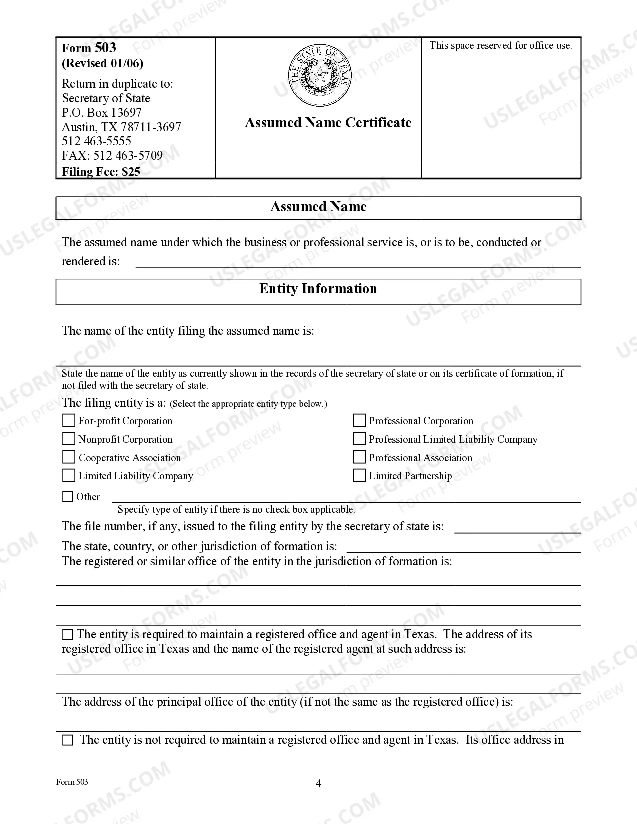 Preview Assumed Name Certificate