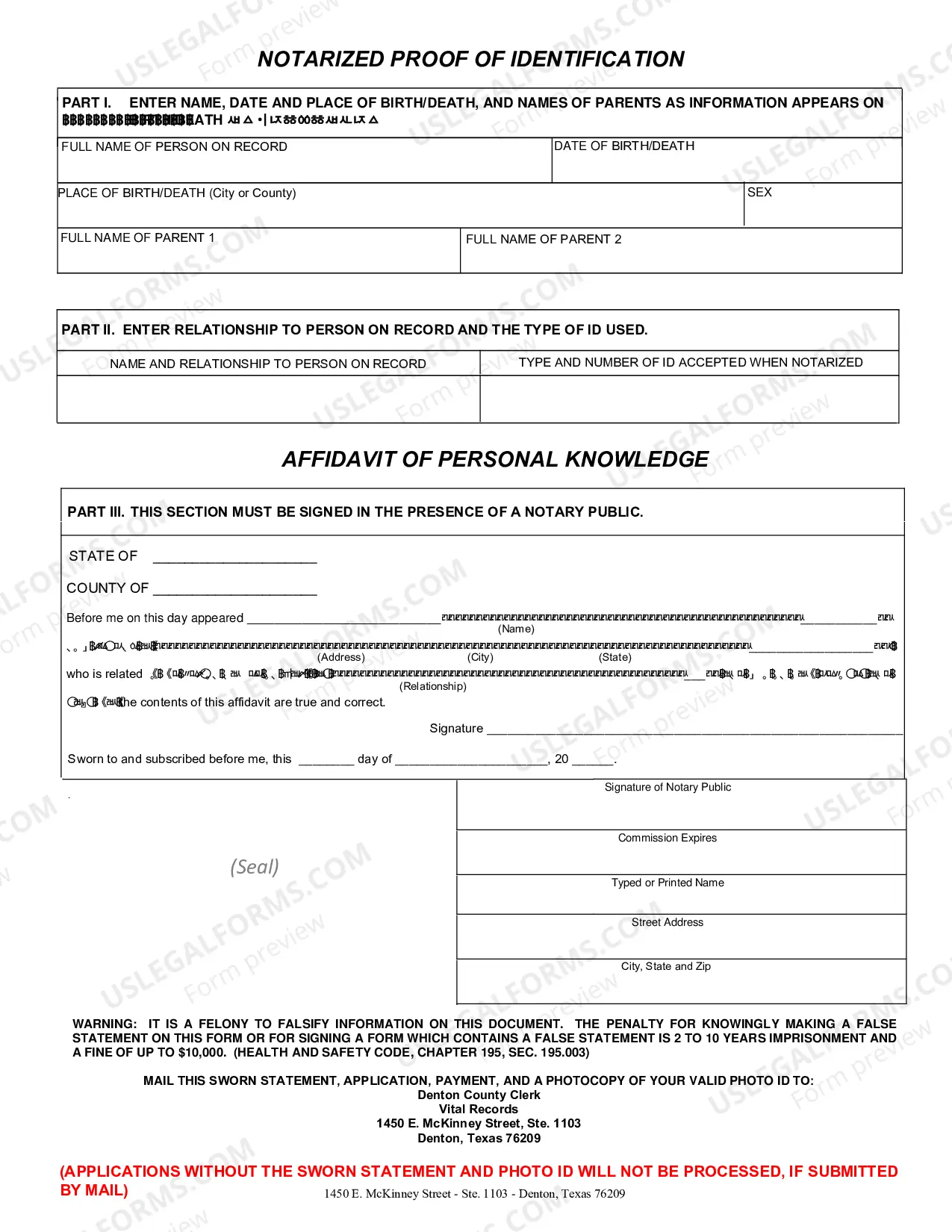 Preview Application For Certified Copy of Birth Or Death Certificate