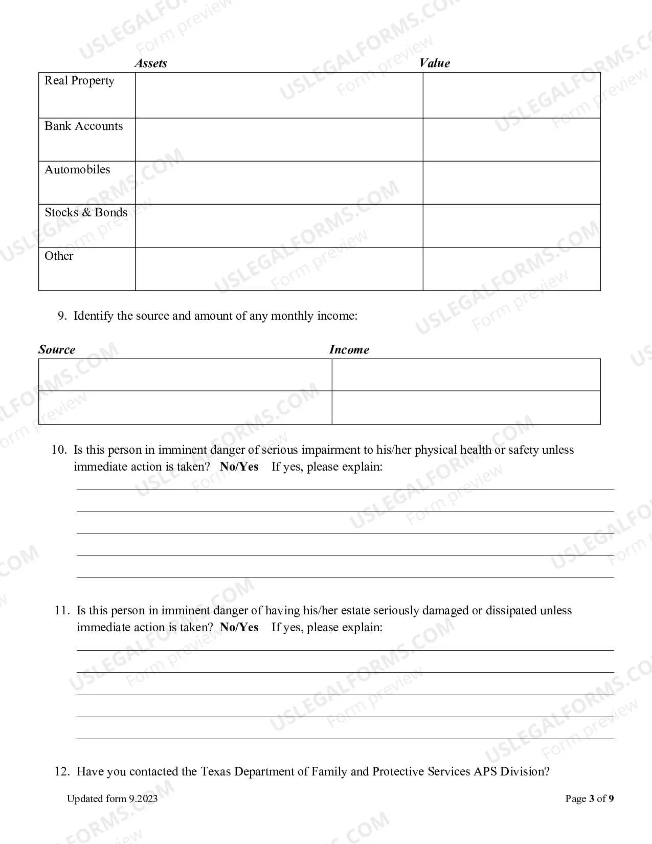 Preview Information Letter (Estates Code 1102.003) (Word)