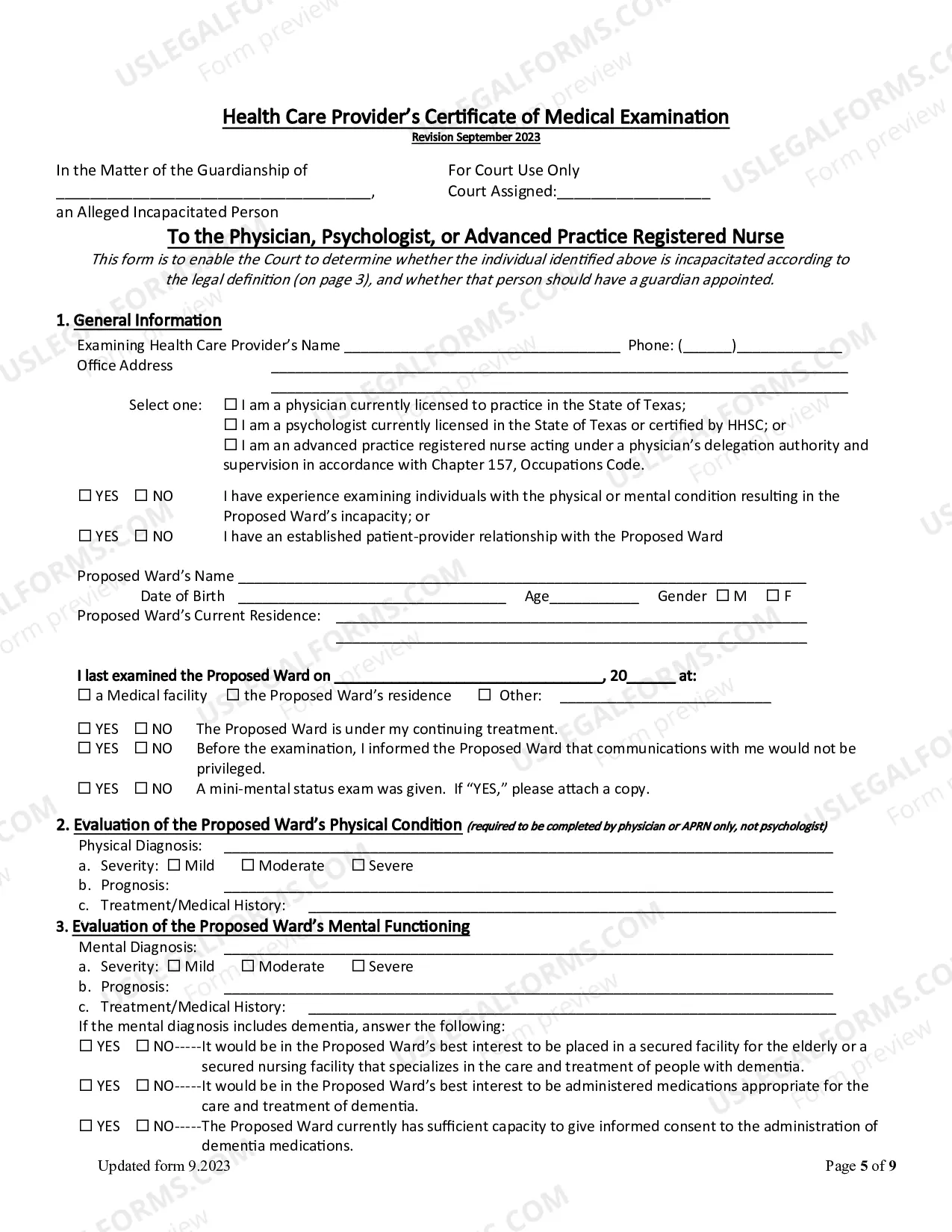 Preview Information Letter (Estates Code 1102.003) (Word)