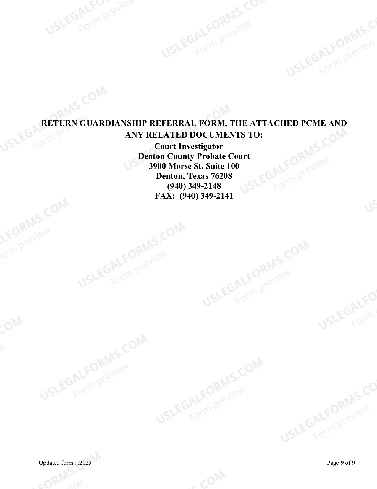 Preview Information Letter (Estates Code 1102.003) (Word)