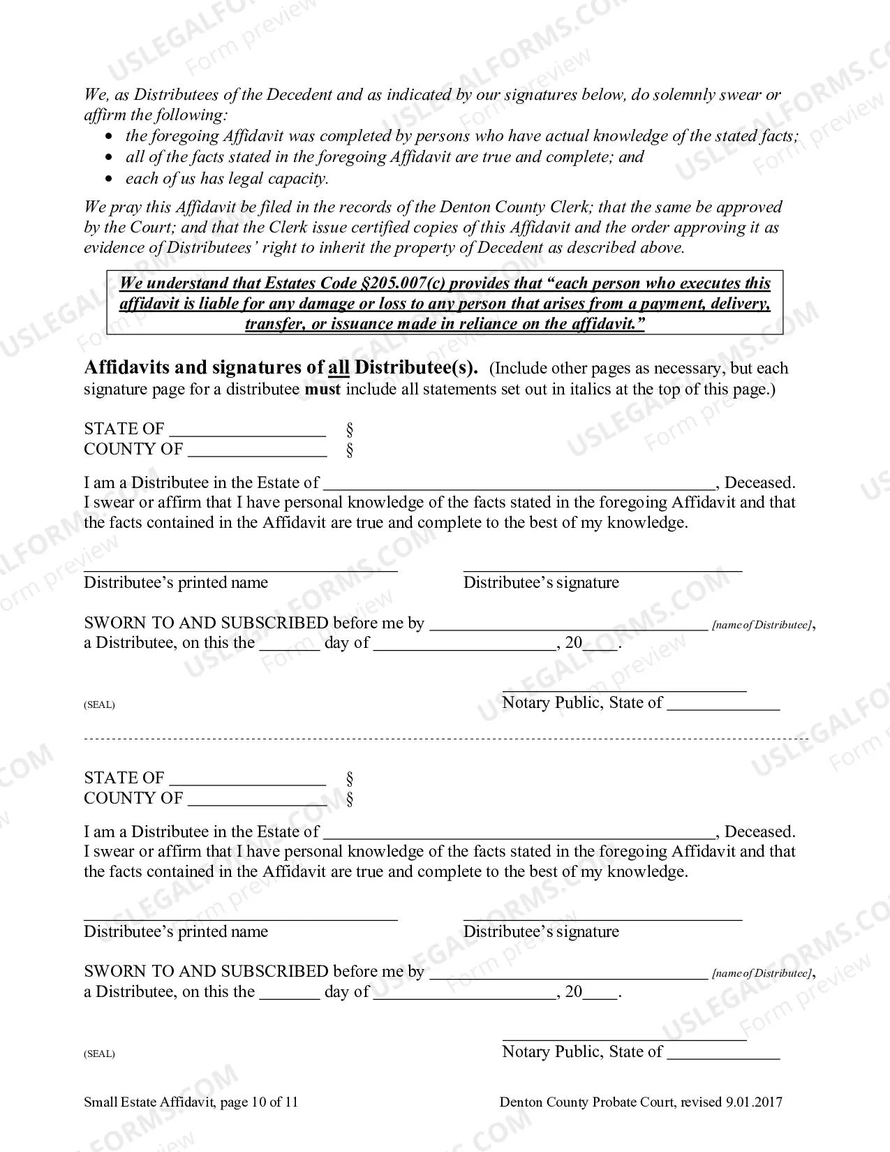 Preview Complete Small Estate Affidavit