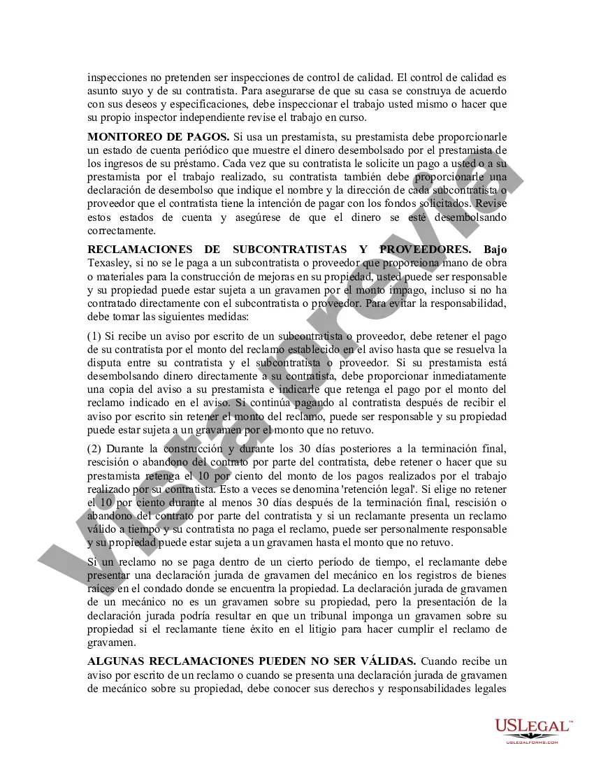 Preview Declaración de divulgación requerida para un contrato de construcción residencial