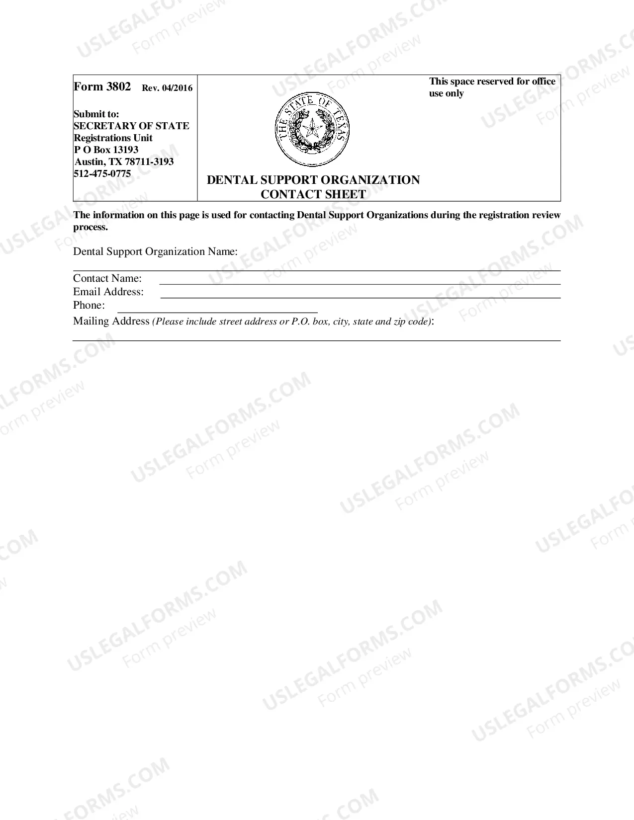 Preview Dental Support Organization Contact Sheet