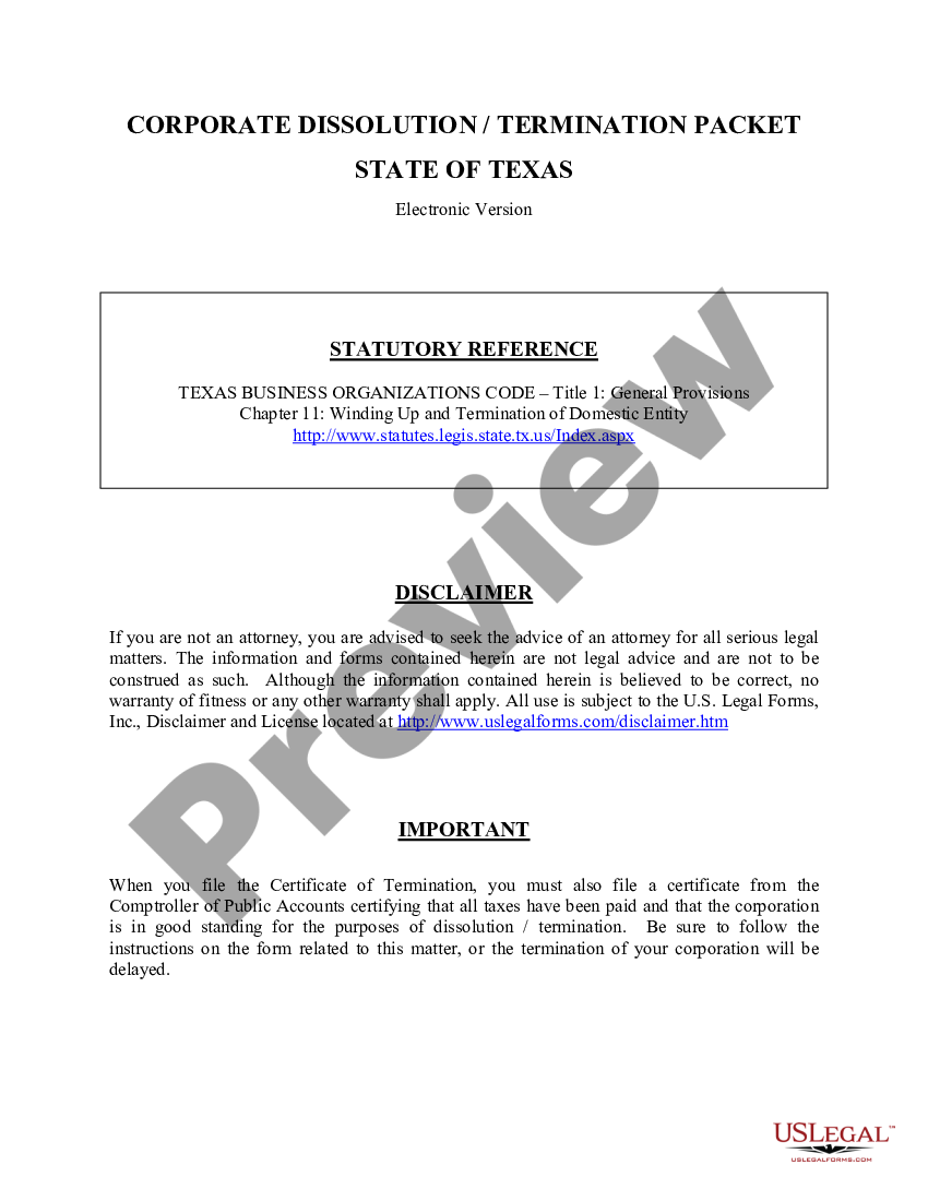 Laredo Texas Dissolution Package to Dissolve Corporation US Legal Forms