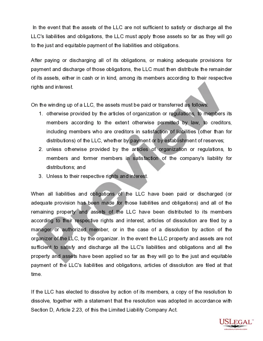 Get Texas Dissolution Package to Dissolve Limited Liability Company LLC Preview Texas Dissolution Package to Dissolve Limited Liability Company LLC