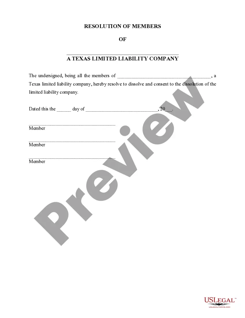Get Texas Dissolution Package to Dissolve Limited Liability Company LLC Preview Texas Dissolution Package to Dissolve Limited Liability Company LLC