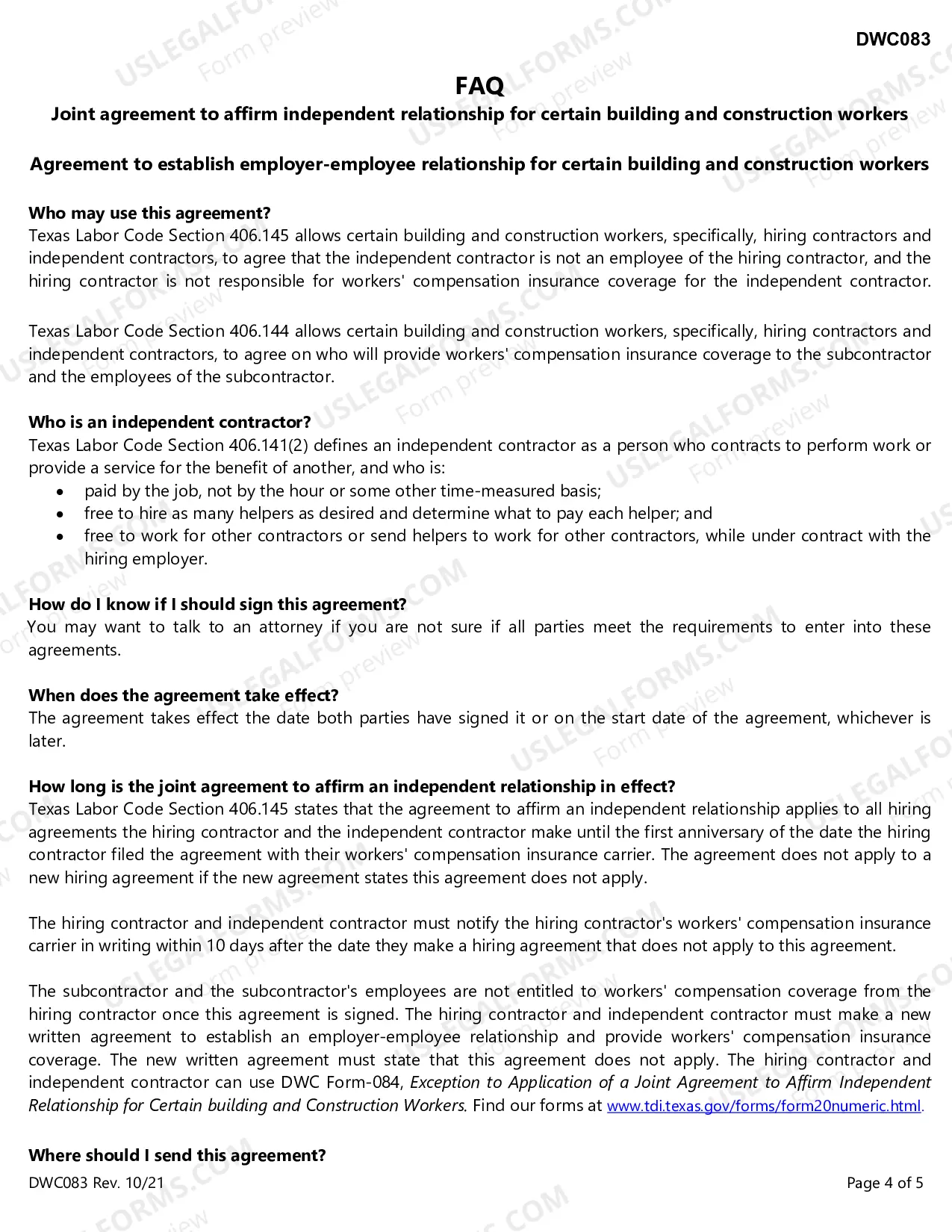 Preview Agreement For Certain Building And Construction Workers