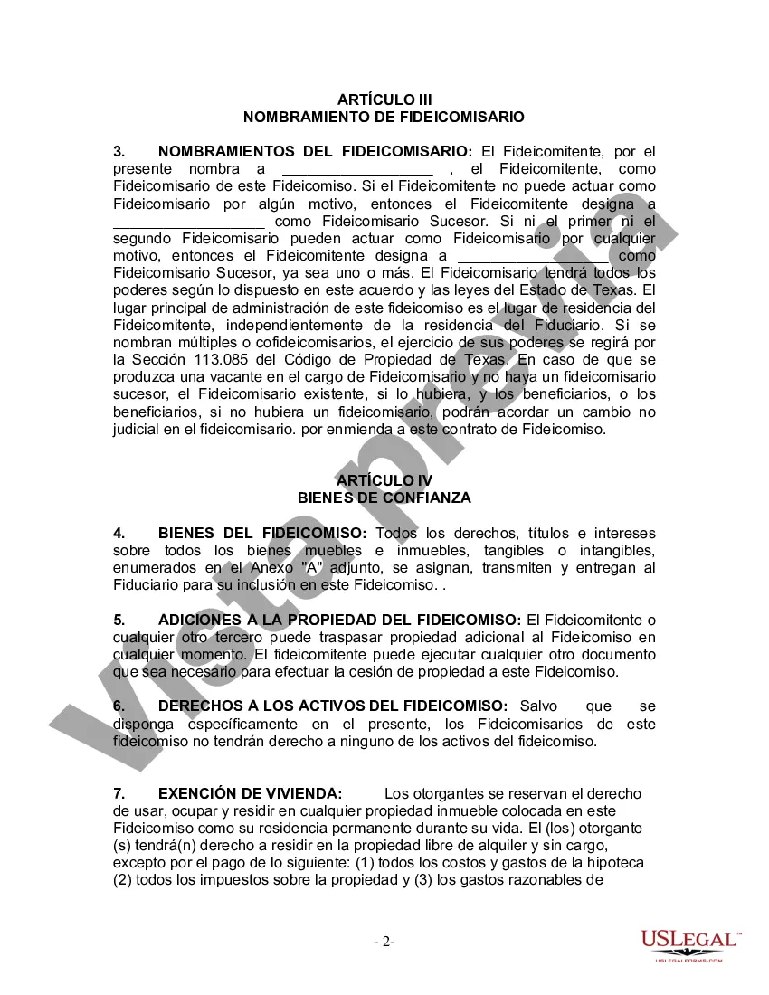 Preview Fideicomiso en vida para esposo y esposa sin hijos