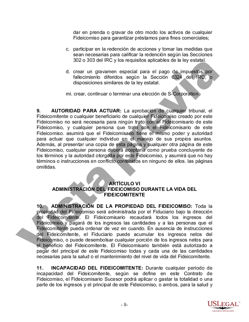 Preview Fideicomiso en vida para esposo y esposa sin hijos