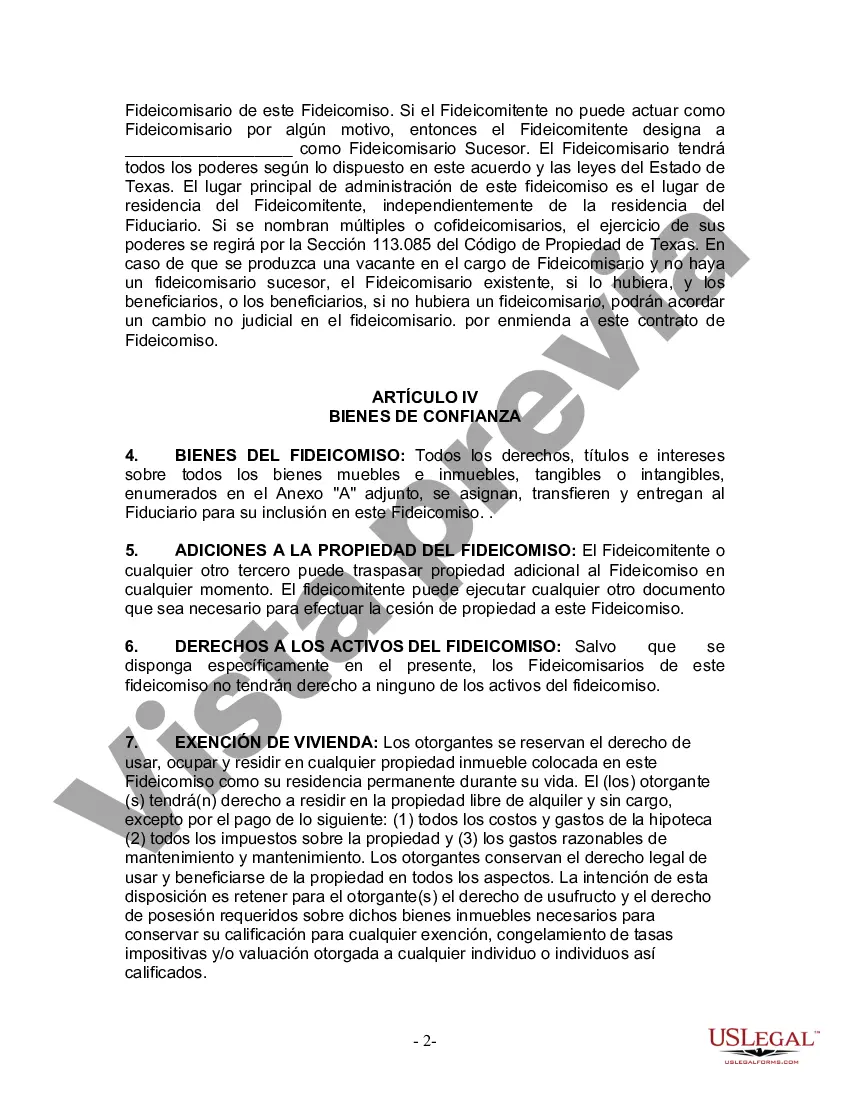 Preview Fideicomiso en Vida para Individuos Solteros, Divorciados o Viudos o Viudos sin Hijos
