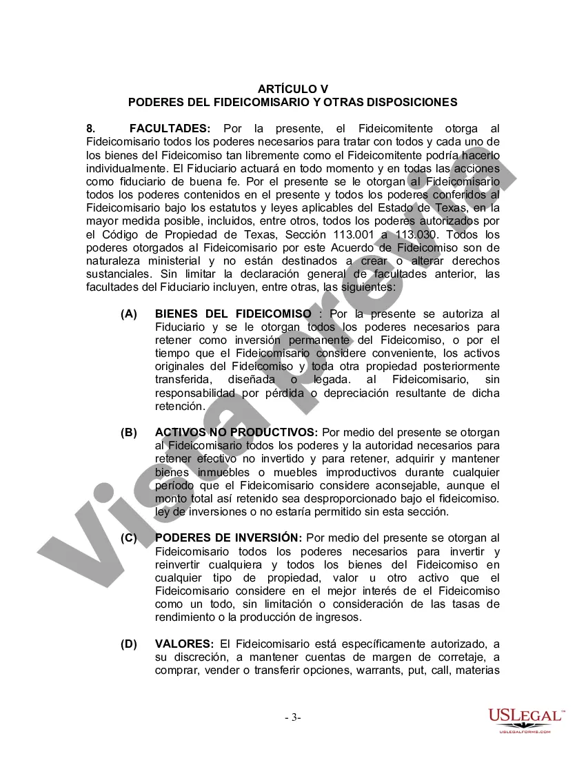 Preview Fideicomiso en Vida para Individuos Solteros, Divorciados o Viudos o Viudos sin Hijos